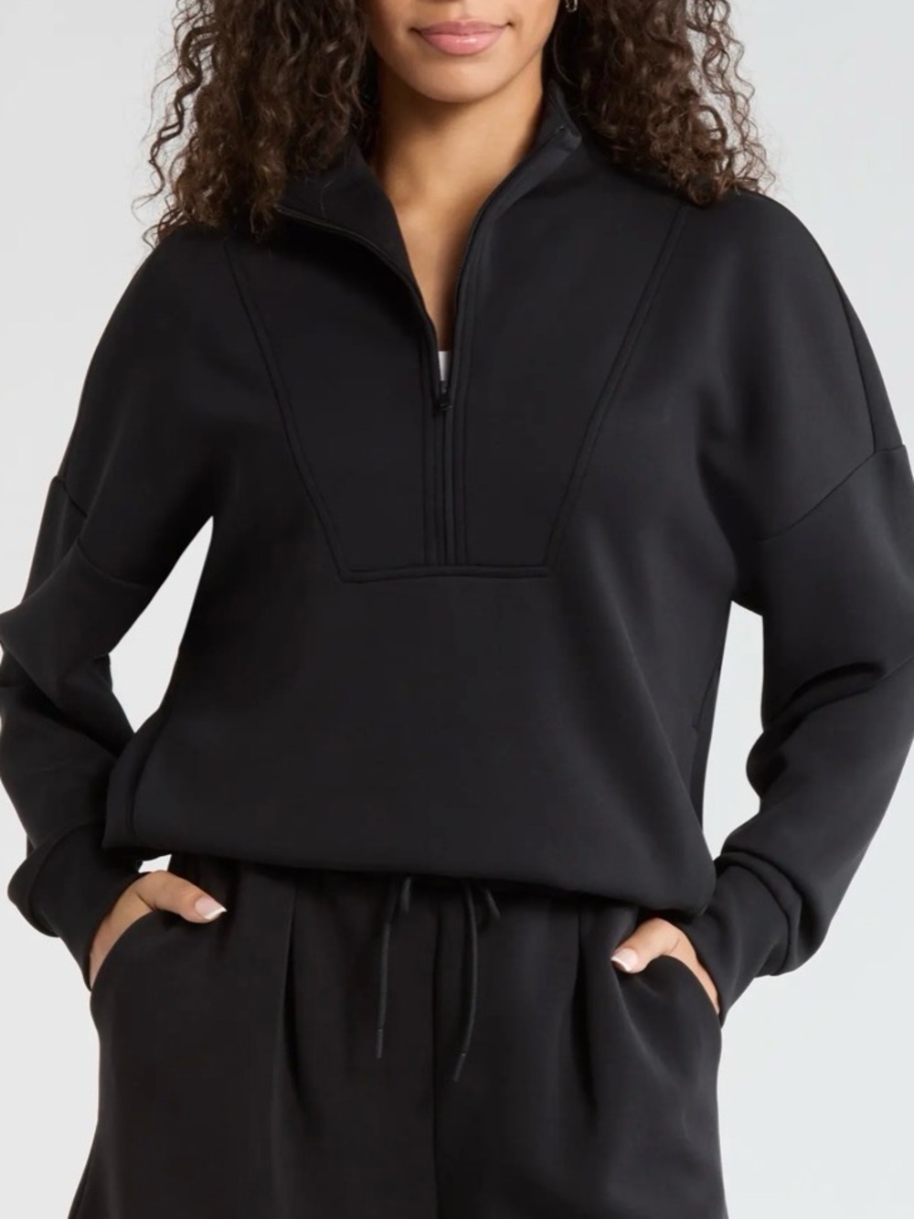 Zella Soft Luxe Half Zip Pullover Black Small